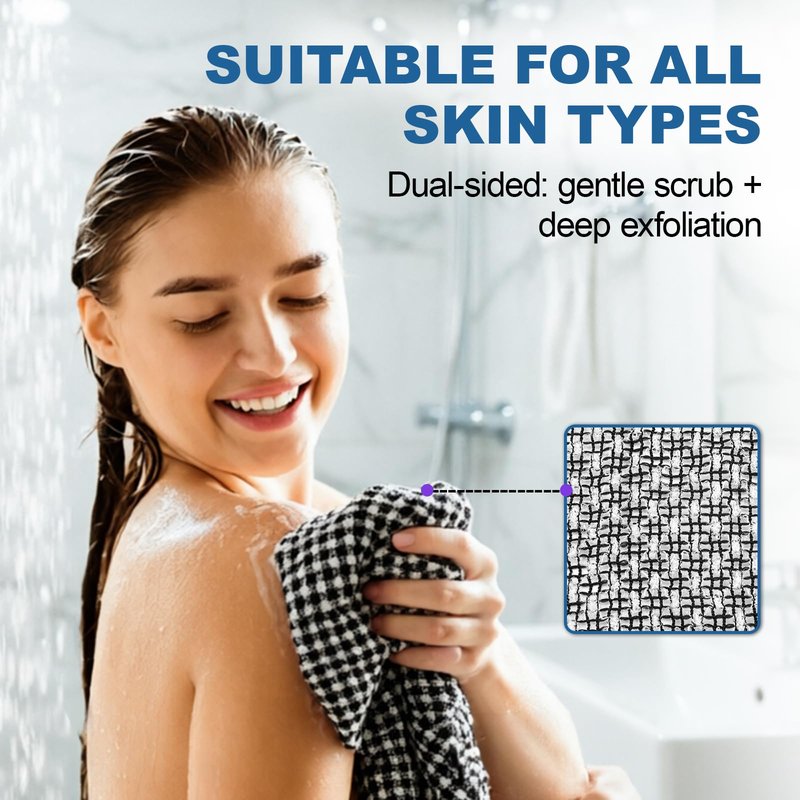 5 Pack Back Scrubber for Shower – Exfoliating Shower Towel, Japanese & Korean Scrub Washcloth, Body Exfoliator, Loofah/Luffa Sponge Bath Cloth, Exfoliating Scrub Towel, Back Washer for Women & Men