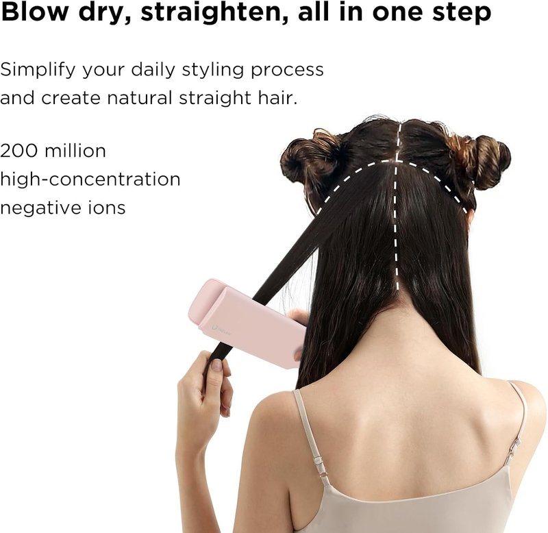 IG INGLAM Ionic Hair Dryer Straightener - 2 in 1 Fast Drying & Straightening for Medium to Long Hair | Pink, 200M