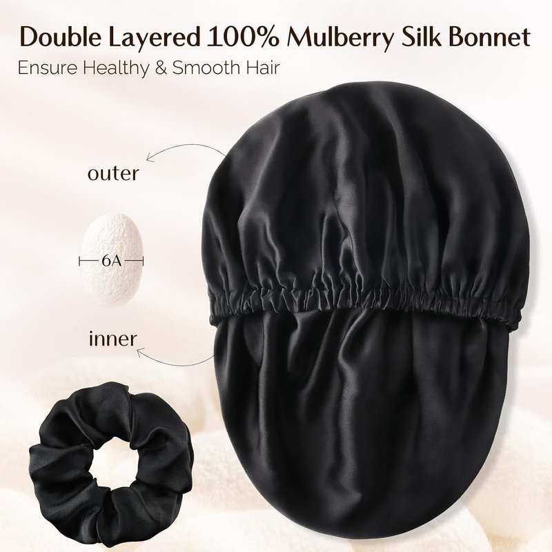 22 Momme 100% Mulberry Silk Sleep Cap - Adjustable Bonnet for Women | Hair Protection & Comfort