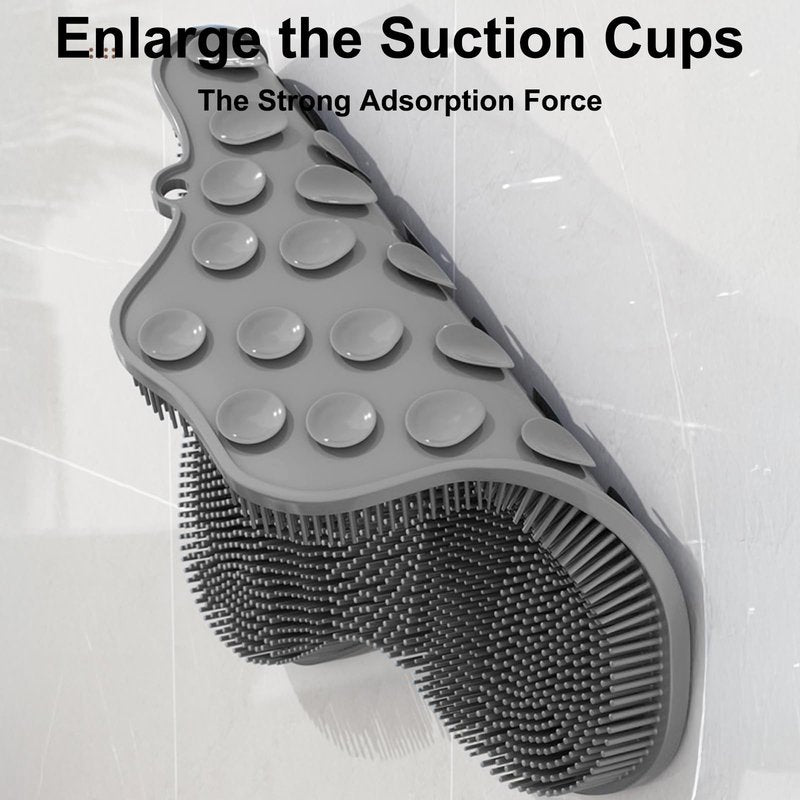 Easkite Shower Foot Scrubber, Shower Foot and Back Scrubber with Suction Cups, Shower Silicone Foot Washer for Exfoliating Massage（Grey&Blue）