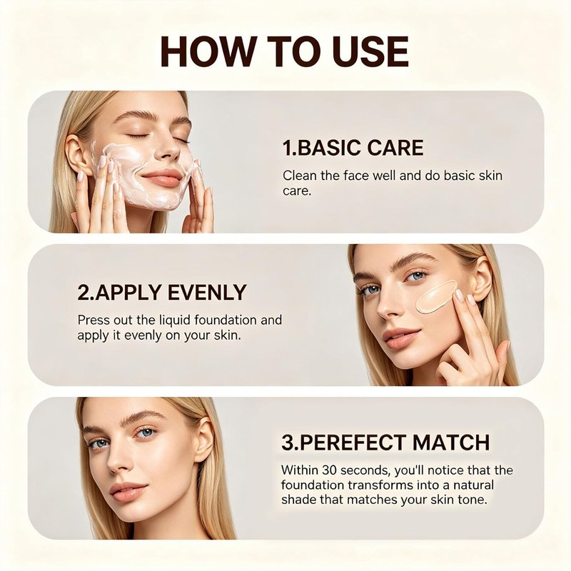 Skiennix Color Changing Foundation - Hydrating Makeup for Mature Skin | Soft Texture, Dark Shade