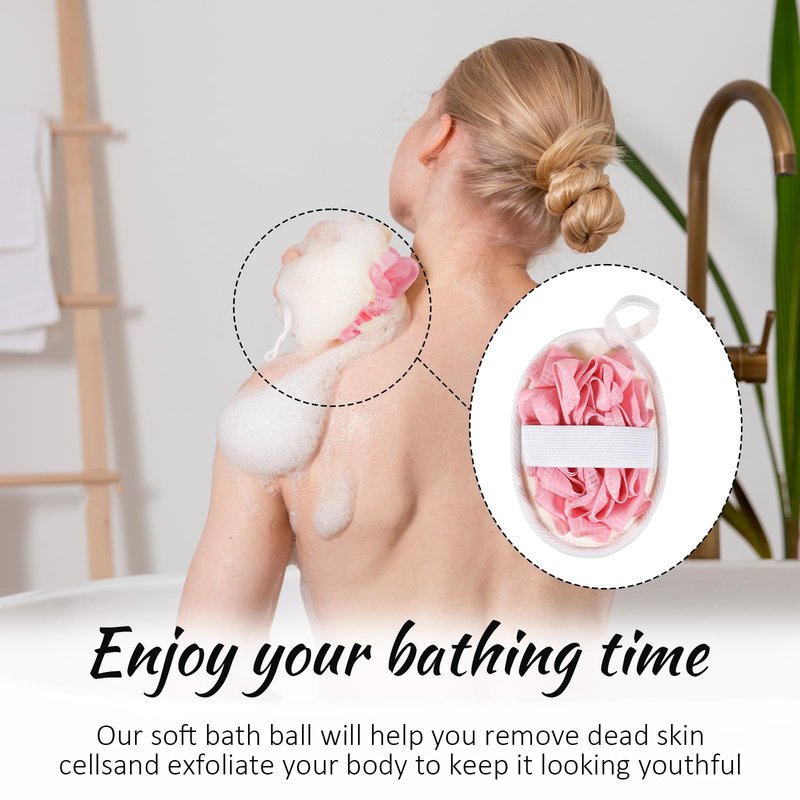 Jeffdad 2Pcs Natural Loofah Sponge, Premium Exfoliating Body Scrubber for Women & Men Ideal Shower Scrubber for Body Perfect for Exfoliation, Cleansing, and Gentle Skin Care(Pink)