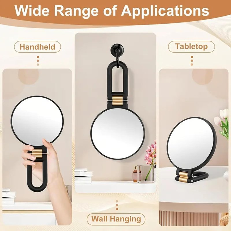 Skiennix Handheld Mirror - 40x Magnifying Double-Sided Design | Portable Travel Makeup Mirror