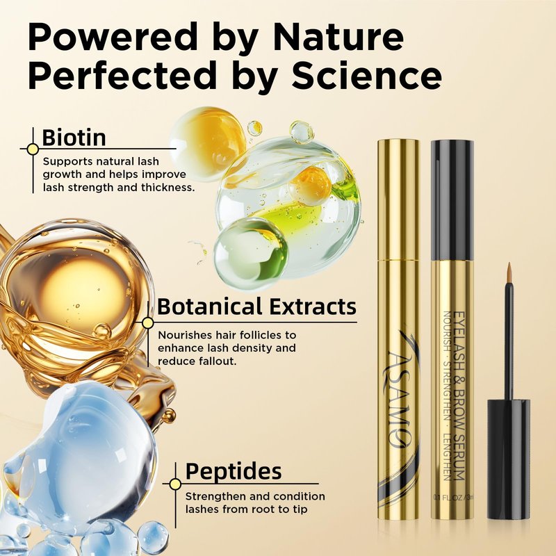 Eyelash & Eyebrow Growth Serum-2-in-1 Lash & Brow Enhancer for Longer, Thicker, Fuller Looking Lashes - Advanced Peptide Formula, Vegan & Cruelty-Free, Safe for Sensitive Eyes - 3ml (Carbon Gold)