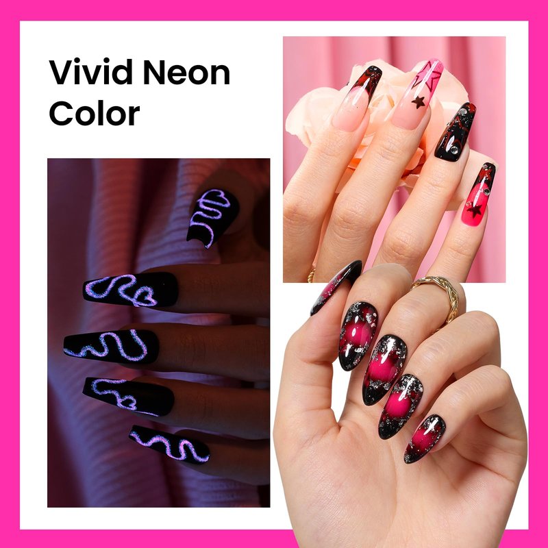 Beetles Hot Pink Gel Nail Polish - Luminous Pink Gel Polish 15ml Glow in the Dark Pink Summer Soak Off Uv LED Nail Lamp Nail Art Manicure Salon DIY Home Gift for Women Girls