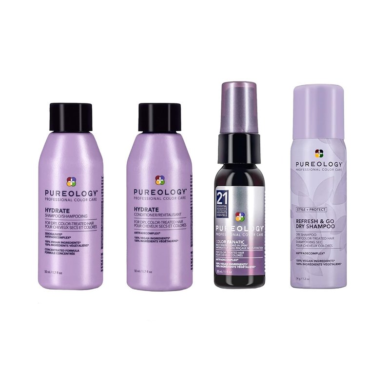 Pureology Hydrate Travel Size Bundle - Sulfate Free, Vegan Care for Medium to Thick Color-Treated Hair