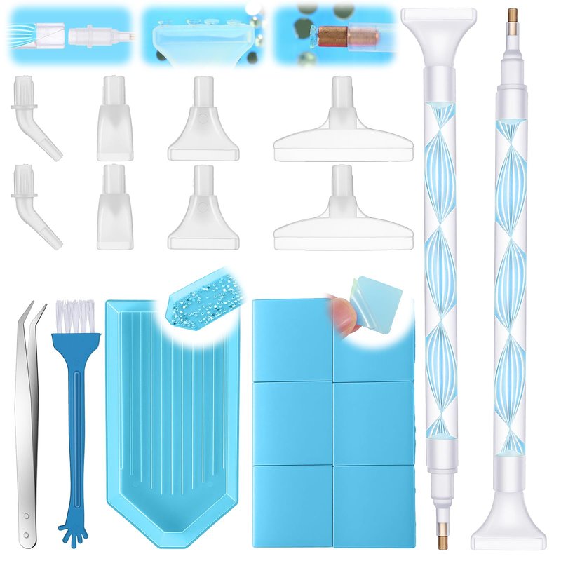 QFGasre Rhinestone Picker Tool Kit Pencil for Rhinestones with 8 Tips Bedazzling Tools for Nail Art Craft Crystals and Nail Charms Crafting Pickup Tool