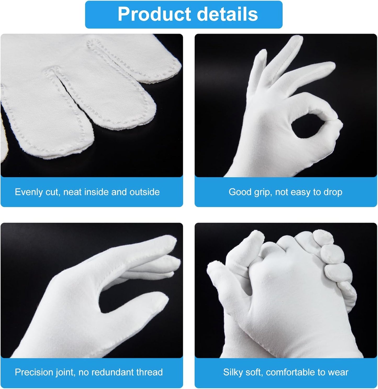 Skiennix Moisturizing Gloves - 5 Pairs of Washable Cotton Gloves for Dry Hands & Eczema Relief