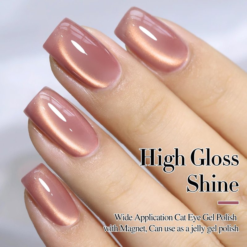 Double Rhythm Cat Eye Gel Polish - 15ML Holographic Glitter in Golden Violet | Soak Off Magnetic Nail Art