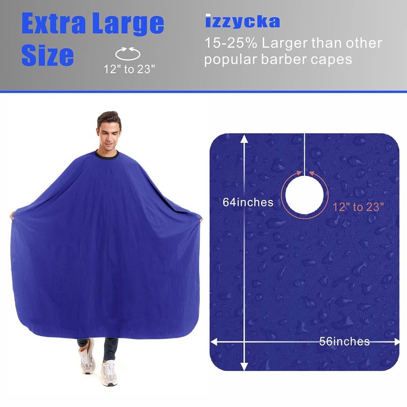Barber Cape for Men - Waterproof Hair Cutting Apron | Large Adjustable Nylon Cape in Blue for Salon & Home Use
