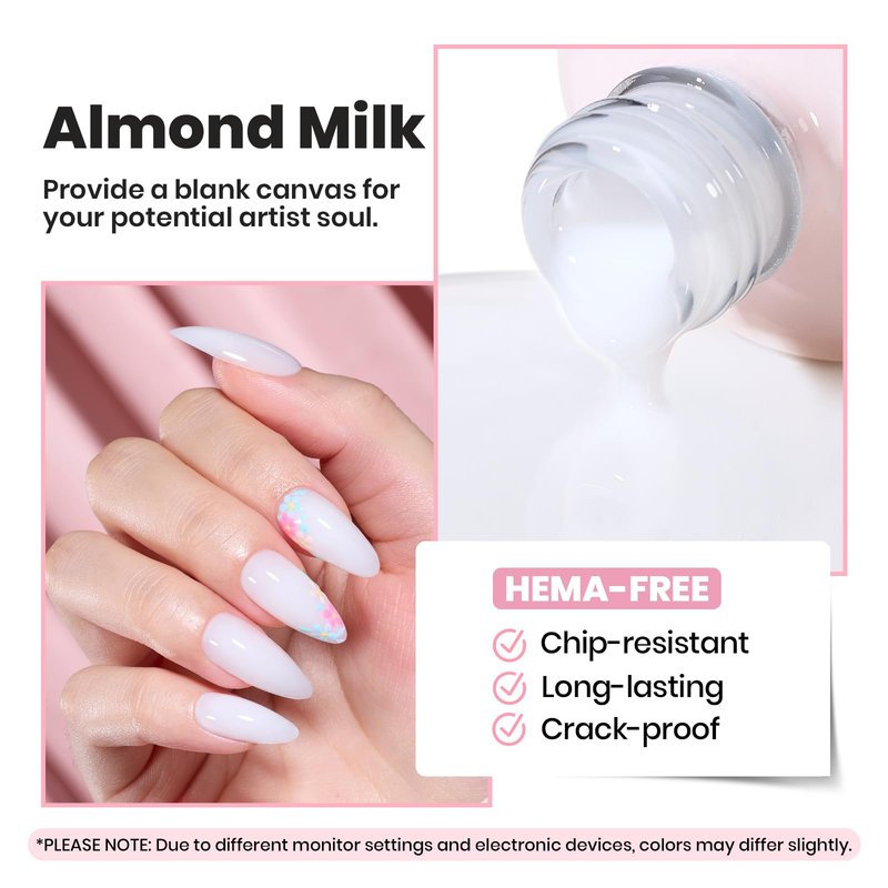 Beetles Builder Gel Nail Kit with Base and Top Coat 15ml – HEMA Free Milky White Builder Gel with Nail Art Liner Brush, Soak Off UV LED Gel for Nail Strengthening, Extension & Long Lasting Manicure
