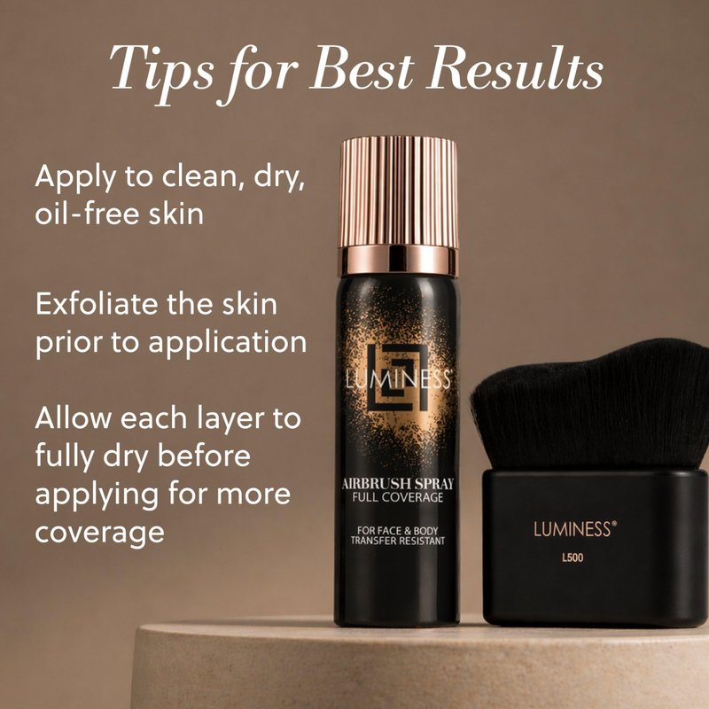 LUMINESS Transfer Resistant Airbrush Body Coverage - Tattoo Cover Up Makeup Waterproof Full Coverage Foundation for Leg and Body, Bronzer & Tattoo Concealer, 18-Hour Wear, 2.36 fl oz