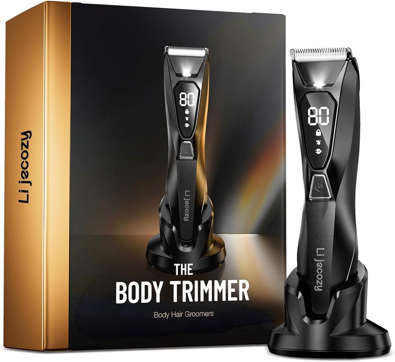 Body Hair Trimmer for Men - Waterproof Pubic Hair Groomer with Wireless Charging & 4000K LED Display | 90-Minute Runtime, Ceramic Blade