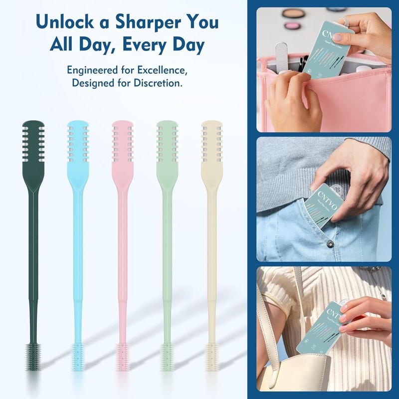 Nasal Hair Cutter - 10 Pcs 2-in-1 Double-Sided Nose Hair Trimmer | 360° Rotating Manual Design for Men & Women
