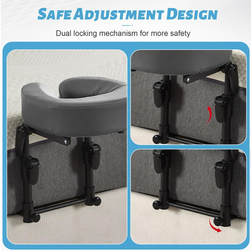 HoMove Massage Headrest for Bed, Adjustable Massage Face Cradle at Home, Portable Bed Massage Head Holder, Massage Table Head Rest for Salon Spa, Face Down Pillow After Eye Surgery, Dark Gray