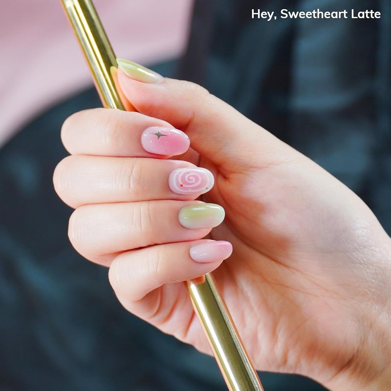 Heyhae Semi Cured Gel Nail Strips - Easy Apply & Remove, Salon Quality | Fall Glam Pink | 28 Strips, Prep Pads & Nail File Included