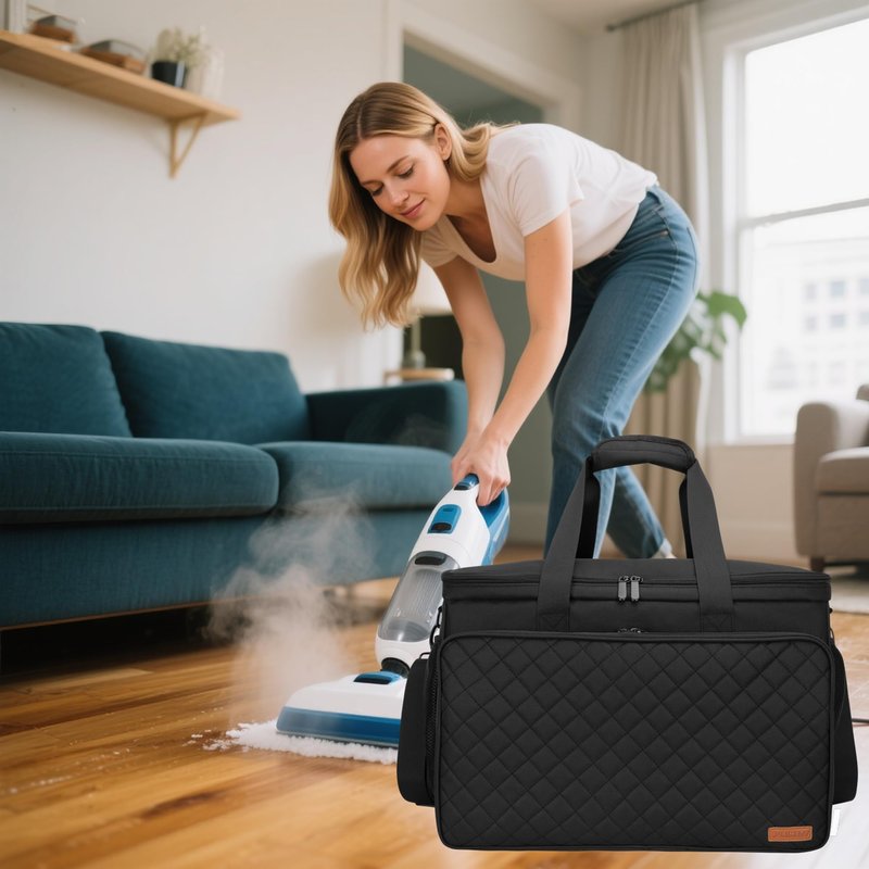 FURIMETY Steam Cleaner Carrying Bag Compatible with Dupray Neat Steam Cleaner, Multiple Storage Pockets for Dupray Neat Plus Steam Cleaner and Accessories, Bag Only, Quilted Black