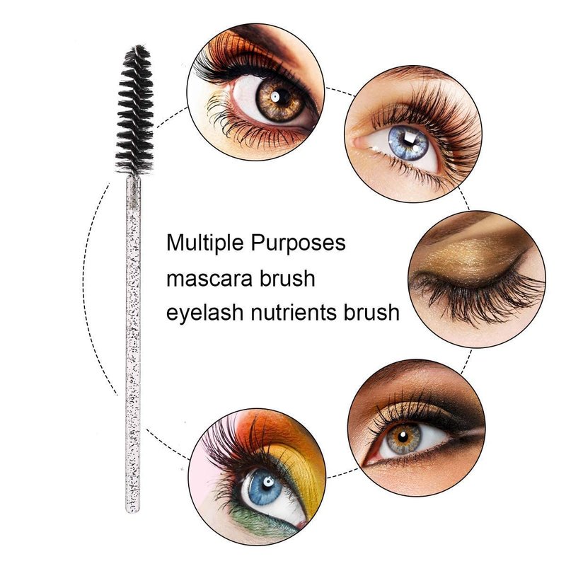 Elisel 300 PCS Disposable Mascara Brushes Crystal Eyelash Brushes Mascara Wands Applicator Eyelash Extensions Makeup Tools Eyebrow Brush (Black)