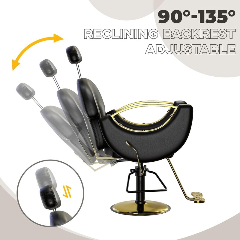 Reclining Salon Barber Chair - 360° Swivel Hydraulic Design | Heavy-Duty Pump, Adjustable Height, Multiple Colors