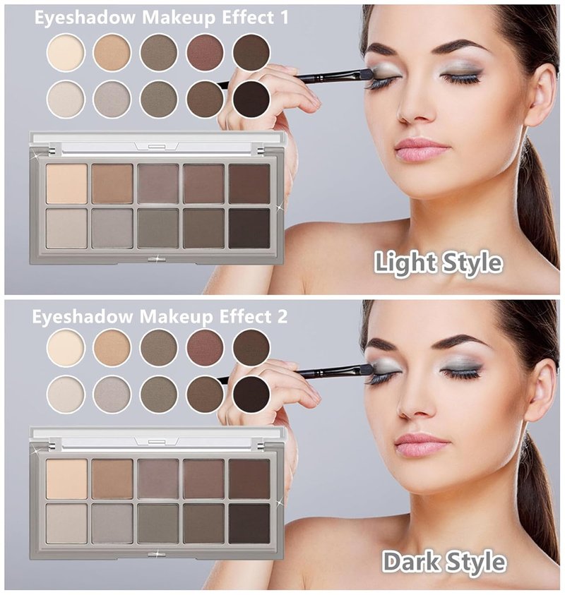 Go Ho 10-Color Matte Eyeshadow Palette | Highly Pigmented Blendable Shades for Mature Skin - Waterproof Neutral Tones