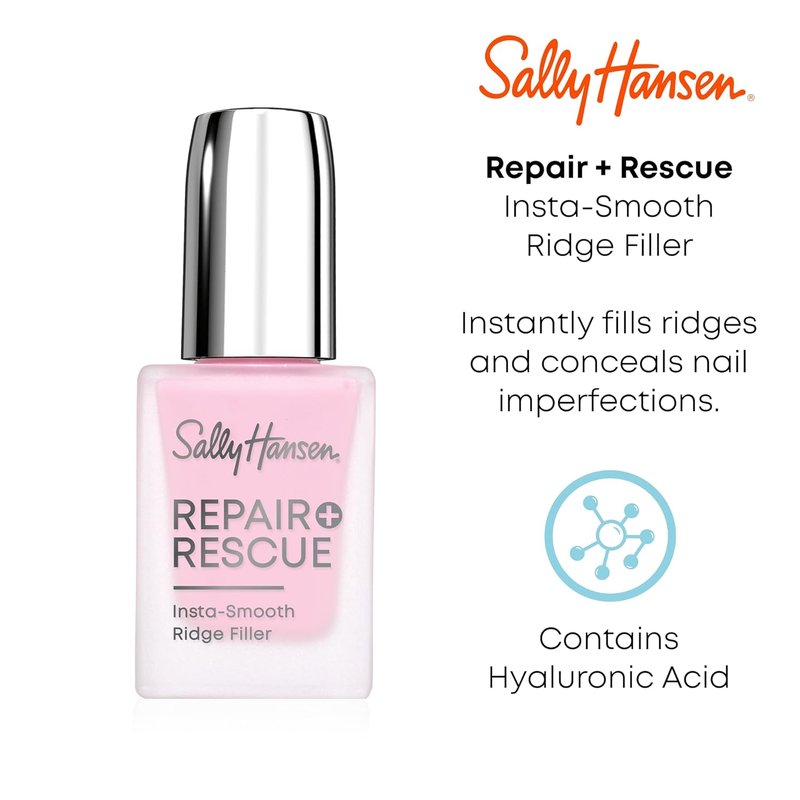 Sally Hansen Nail Treatment - Repair & Rescue Ridge Filler with Hyaluronic Acid | Smooths Nail Imperfections