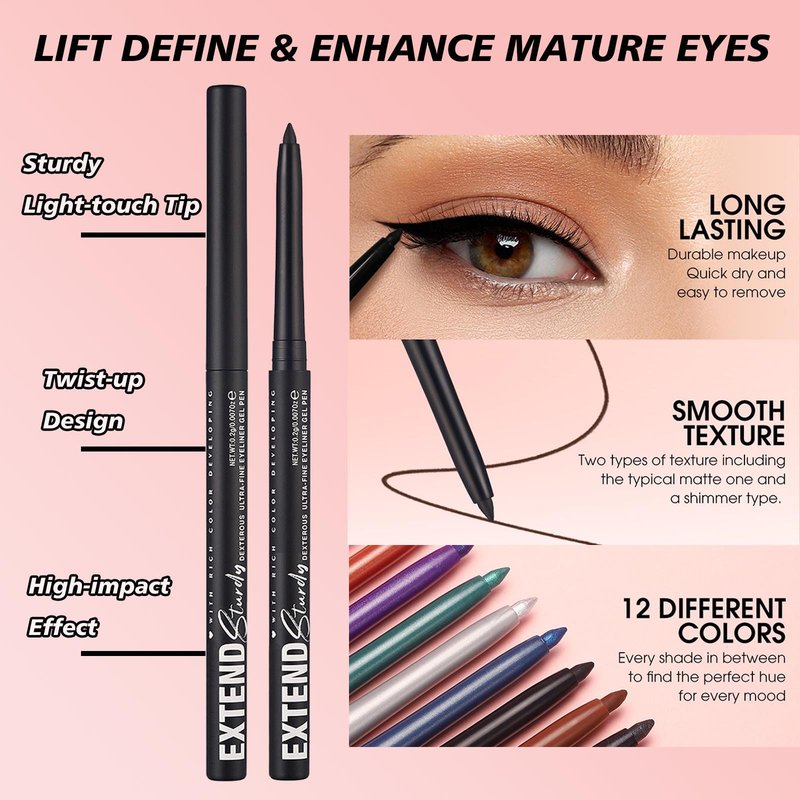 Mefyhtune Blue Eyeliner Pencil Waterproof Retractable Cream Blue Gel Eyeliner Smudge-proof Hypoallergenic (08#)