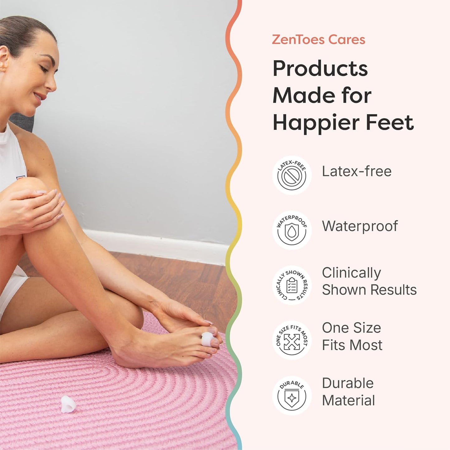 ZenToes Gel Toe Separators - Overlapping Toes & Bunions Corrector | 4 Pack (White)