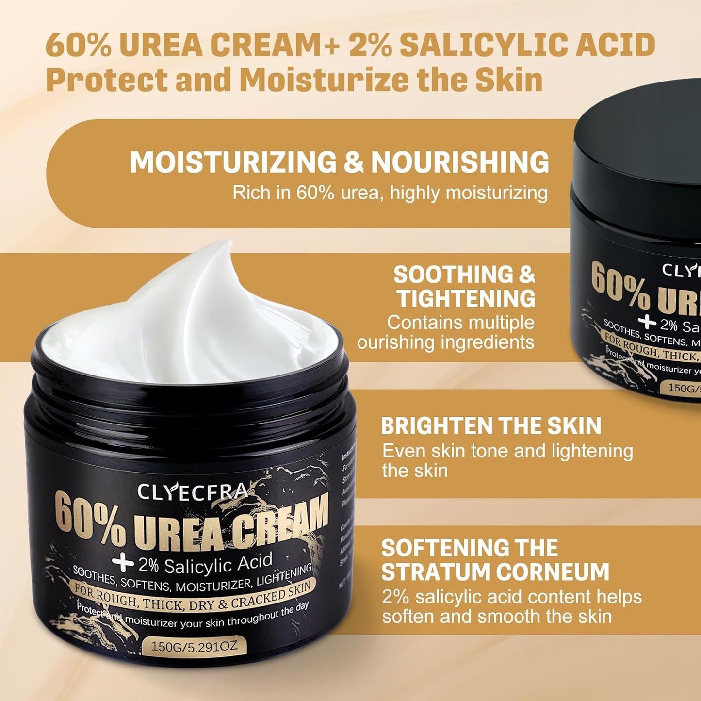 Urea Cream 60% with 2% Salicylic Acid - Maximum Strength Moisturizer for Dry, Cracked Skin | 150g