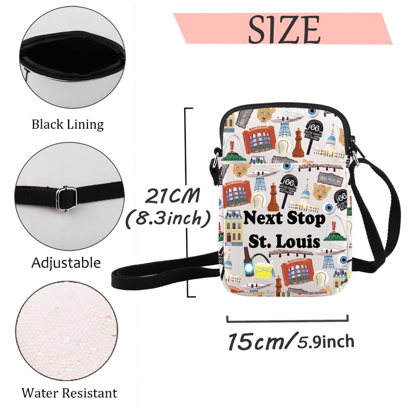 JXGZSO Missouri State Travel Gift Next Stop Saint Louis Cosmetic Bag Landmark Travel Gift Saint Louis City Trip Gift (Next Stop St.Louis Crossbody)