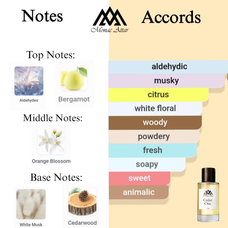 Monac Cedar Chic Inspired by Cedar Chic, Eau De Parfum, 1.7oz/50ml, Women, Long Lasting Fragrance, Luxury Made Affordable