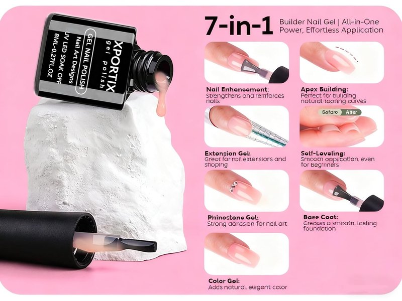 6 pcs Builder Base Gel Nail Polish Set - Nail Extension Reinforcement, Spring Color Long Lasting Gel Polish, uv led Soak Off Nail Art Designs Manicure Kit 010