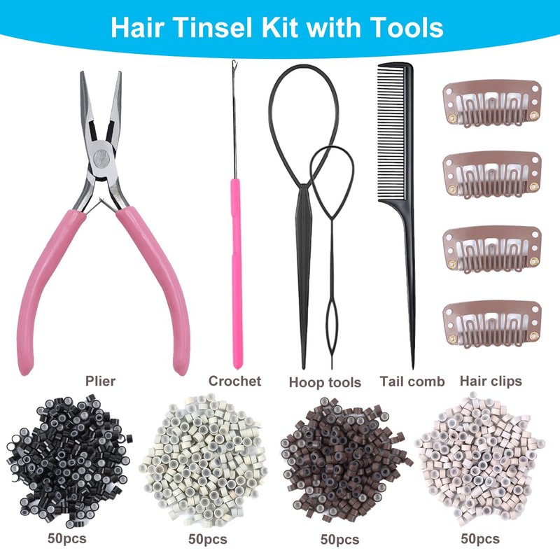 Hair Tinsel Kit - 8000 Strands of 48-Inch Glitter Extensions | 20 Vibrant Colors, Heat Resistant Fairy Hair Accessories