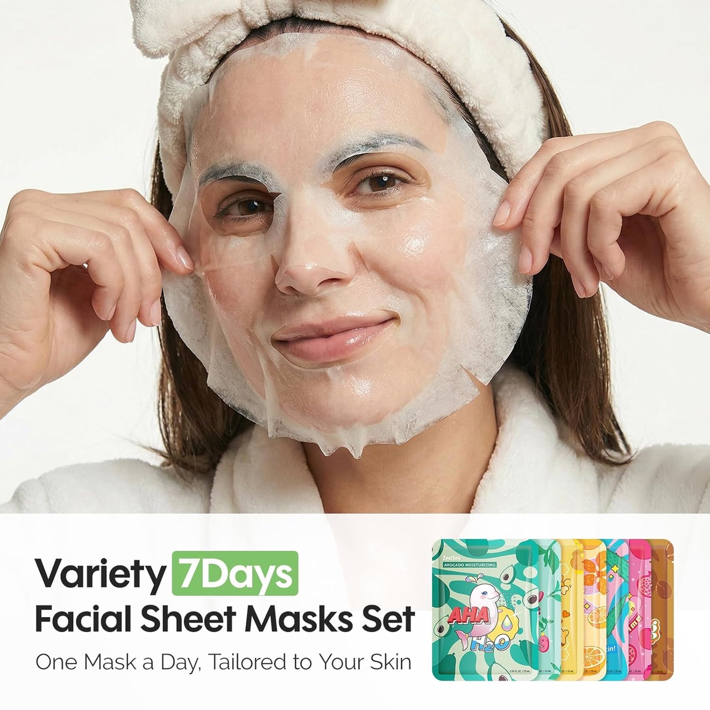 ZealSea Facial Sheet Mask Set - 7 Days of Deep Hydration & Glow | Perfect Skincare Gift for Women & Teens