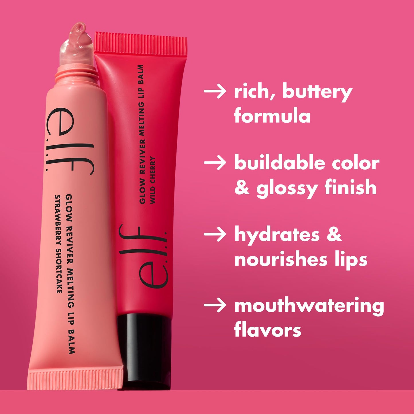 e.l.f. Glow Reviver Melting Lip Balm, Hydrating Tinted Lip Balm For A Glossy Finish & Soft, Supple Lips, Vegan & Cruelty-Free, Sherbet Punch