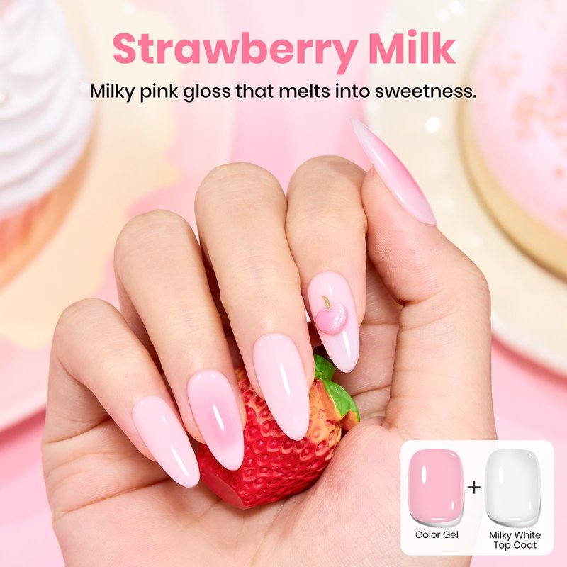 Beetles Milky White Gel Top Coat 15ML - 2-in-1 No Wipe Top Coat Gel Nail Polish Non Yellowing White Shine Finish and Long Lasting, Soak Off UV LED Nail Lamp, Nails Art Design Manicure Gifts for Women