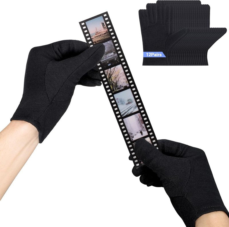 Black Cotton Gloves - 12 Pairs Small Work Gloves for Photography, Jewelry Handling & Art | Durable & Versatile