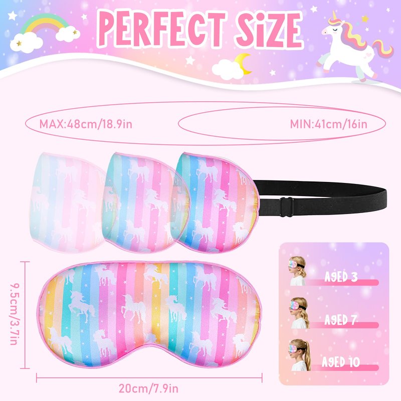 OlyPegic 2 Pcs Kids Sleep Mask Girls Silk Eye Mask Sleeping with Adjustable Strap Soft Lightweight Kids Eye Cover Mask Blindfold Shade Light Blocking Travel and Home Use Girls Teens Mermaid