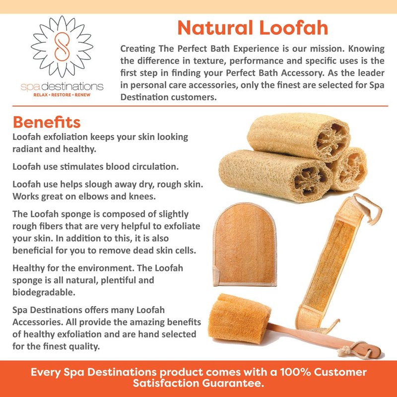 Premium Natural Exfoliating Loofah Glove Pad Body Scrubber by Spa Destinations. Mitt Sponge Biodegradable Bath and Shower Luffa Sponge, Women and Men (2 Pack) Beige