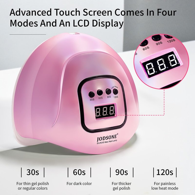 JODSONE Pink U V Nail Lamp for Gel Nail Polish Manicure Light with 4 Timers & Automatic Sensor Nail Dryer Curing LED Light