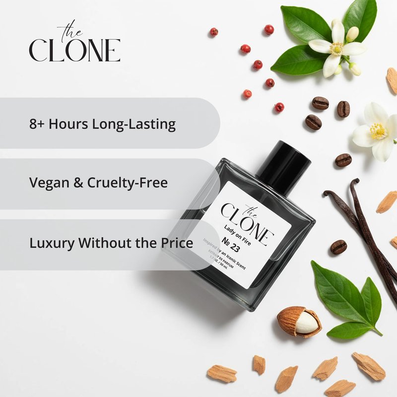 Clone, Lady on Fire No. 23 - Inspired by Y S.L's B.lack O.pium For Women, Extrait de Parfum, Luxury Fragrance, Ambery Vanilla Perfume Spray, 1.7 Fl Oz (50ml)