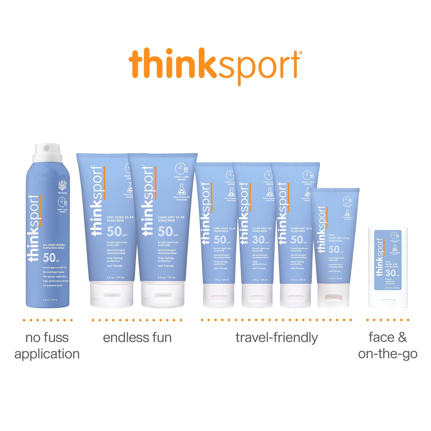 Thinksport SPF 50+ Mineral Sunscreen – Safe, Natural Sunblock for Sports & Active Use - Water Resistant Sun Cream –UVA/UVB Sun Protection – Vegan, Reef Friendly Sun Lotion, 6oz