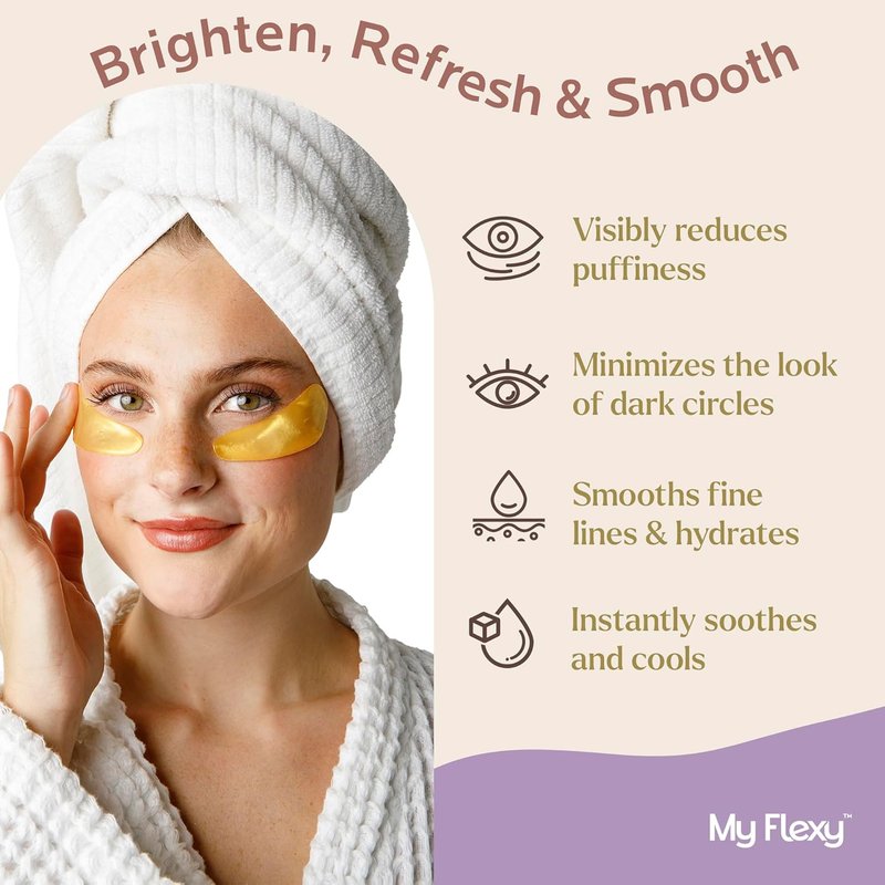 Skiennix 24K Gold Under Eye Patches - Collagen & Peptides for Puffy Eyes and Dark Circles | 24 Pairs