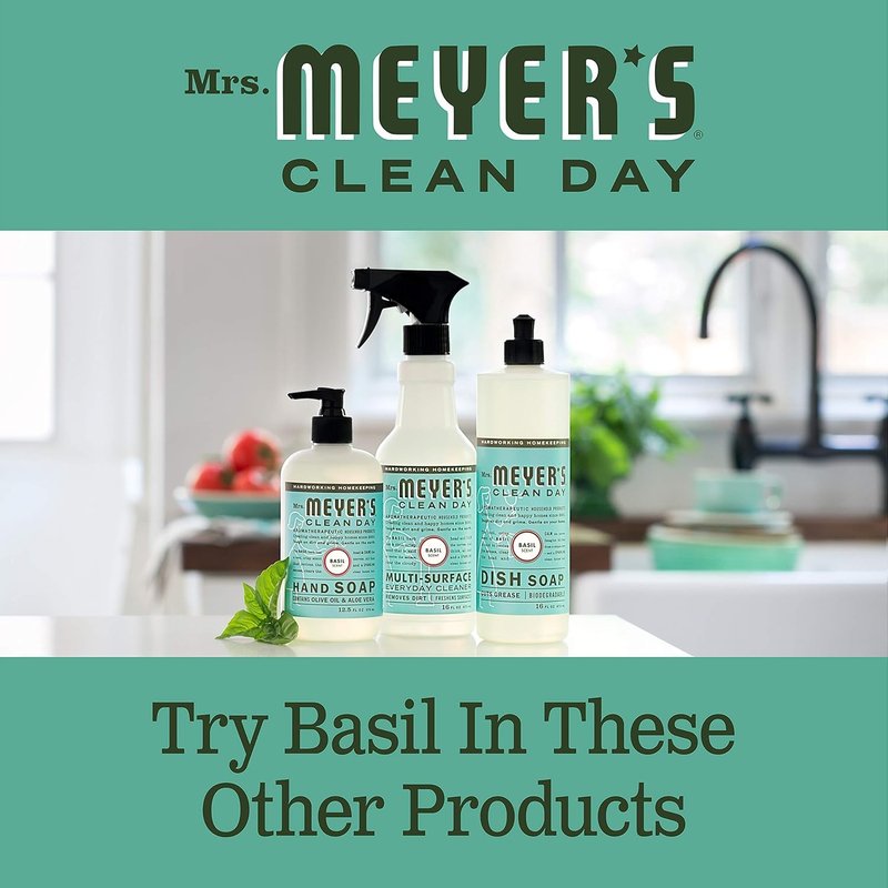 MRS. MEYER'S CLEAN DAY Hand Soap Refill, Made with Essential Oils, Basil, 33 Fl. Oz - Pack Of 2