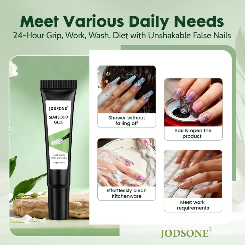 JODSONE Semi-Solid Nail Glue - Quick-Drying Formula for Press-On & Acrylic Nails | 10g Size