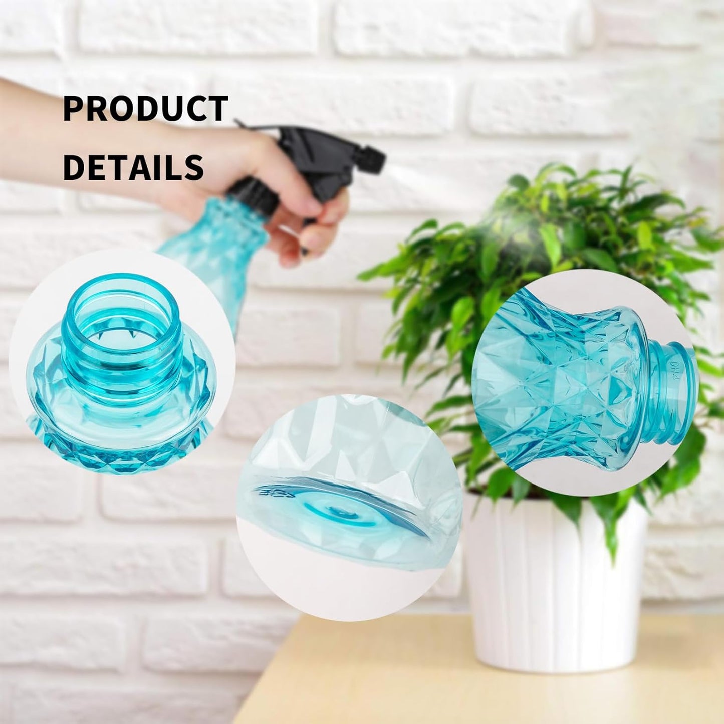 Wugongshan 500ml Spray Bottles - Reusable Adjustable Mist Sprayer for Cleaning & Gardening (Blue)