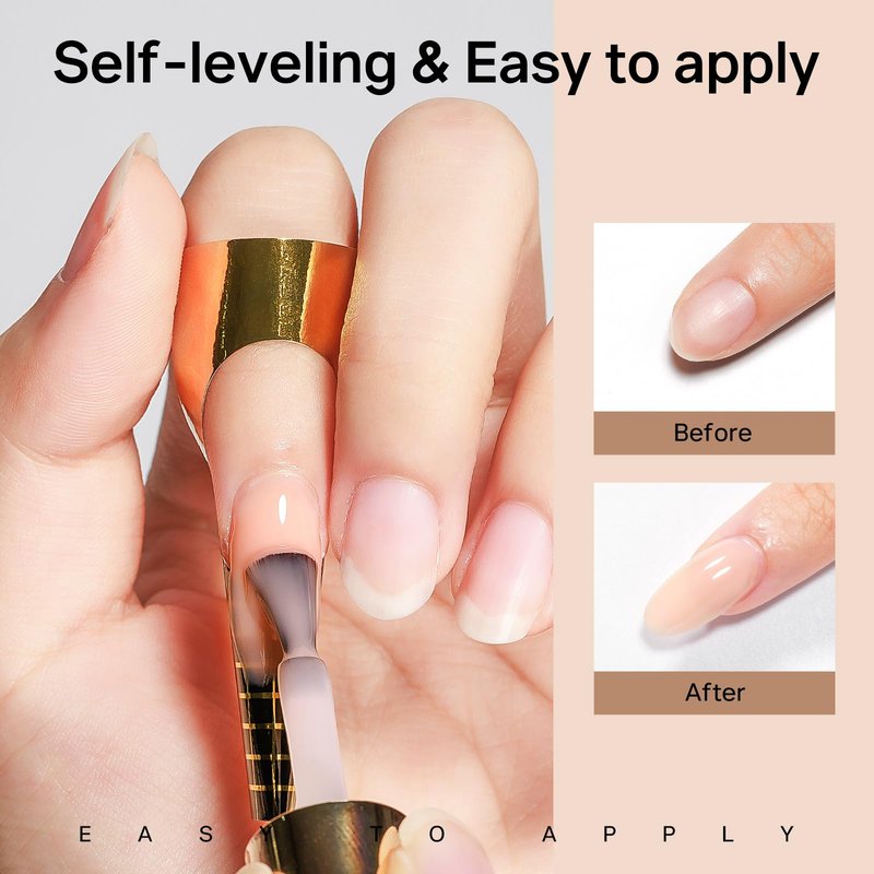 MIZHSE Builder Nail Gel, 8-in-1 Netural Nude Builder Nail Gel Strengthener Gel Thickening Extension Rhinestone Glue in a Bottle for DIY Salon LED & U V Lamp Needed 16mL