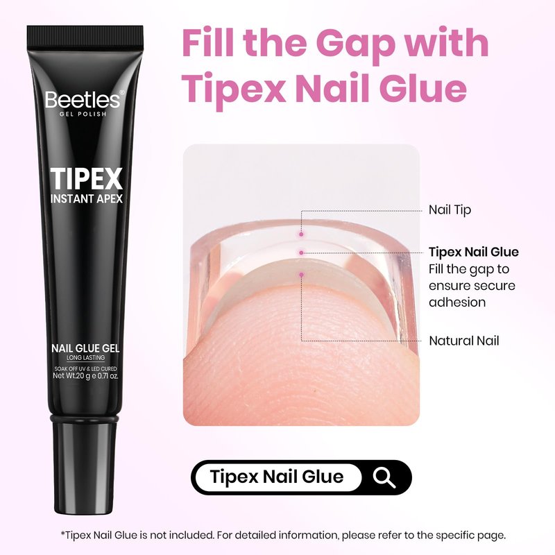Beetles Tipex Instant Apex Nail Tips, XL Long Stiletto, 16 Sizes | 00–14, 160PCS, Built-in Apex Acrylic Tips for Flat & Natural Nail Beds, Beginner-Friendly Easy DIY Nail Extensions