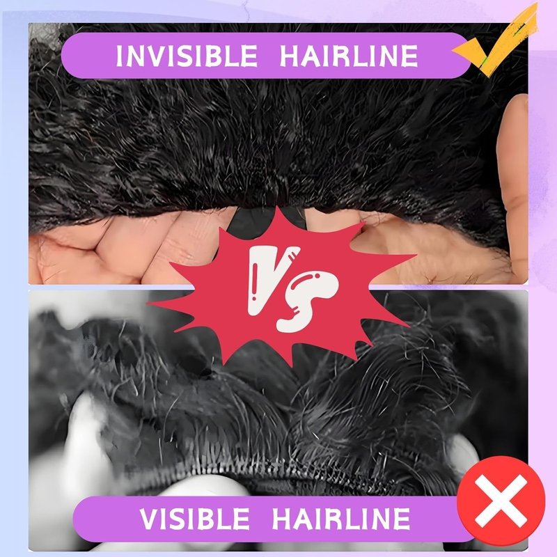 Glimeer Half Wig Human Hair Deep Wave 3 In 1 Drawstring Seamless Filp Over Curly Half Wig 200% Density Wear and Go Glueless Half Wigs for Black Women Natural Color 26 Inch