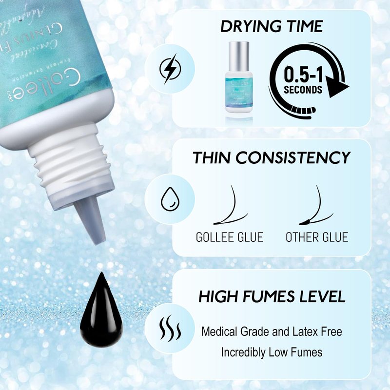 Eyelash Extension Glue Lash Glue for Eyelash Extensions - 5ml 1-2 S Fast Drying/Retention 8 Week Eyelash Adhesive for Eyelash Extensions Professional Salon Supplies