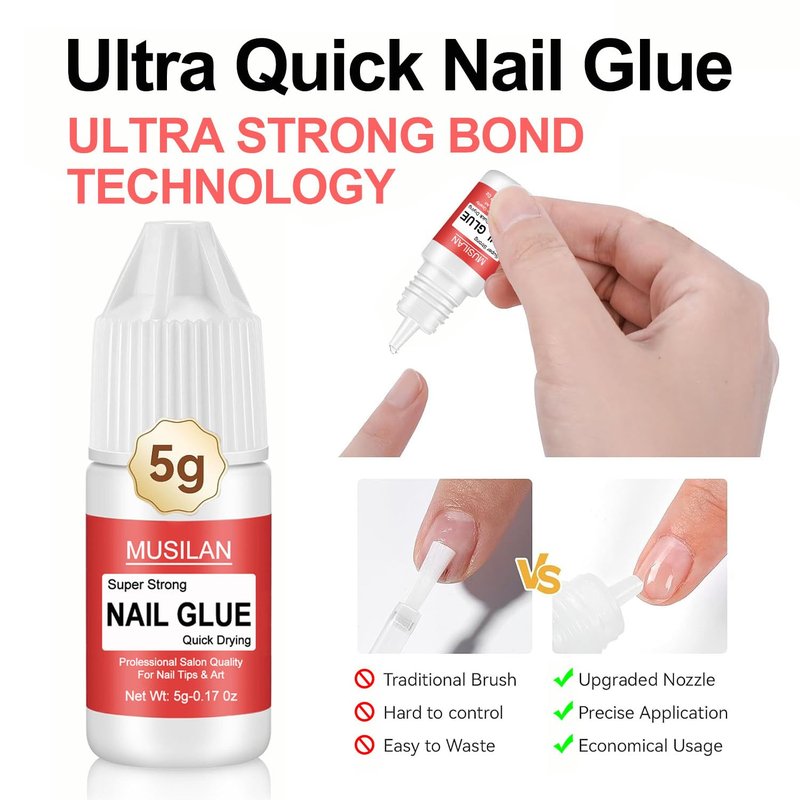 Nail Glue,Super Strong Nail Glue for Press on Nails,Nail Glue Remover Glue for False Nail Tips Long Lasting Acrylic Nail Adhesive Professional Nail Tip Glue Press On Nail Tips